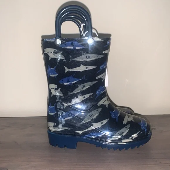 NWT Capelli New York Shark print blue colored rain boots size 6C - Picture 5 of 8
